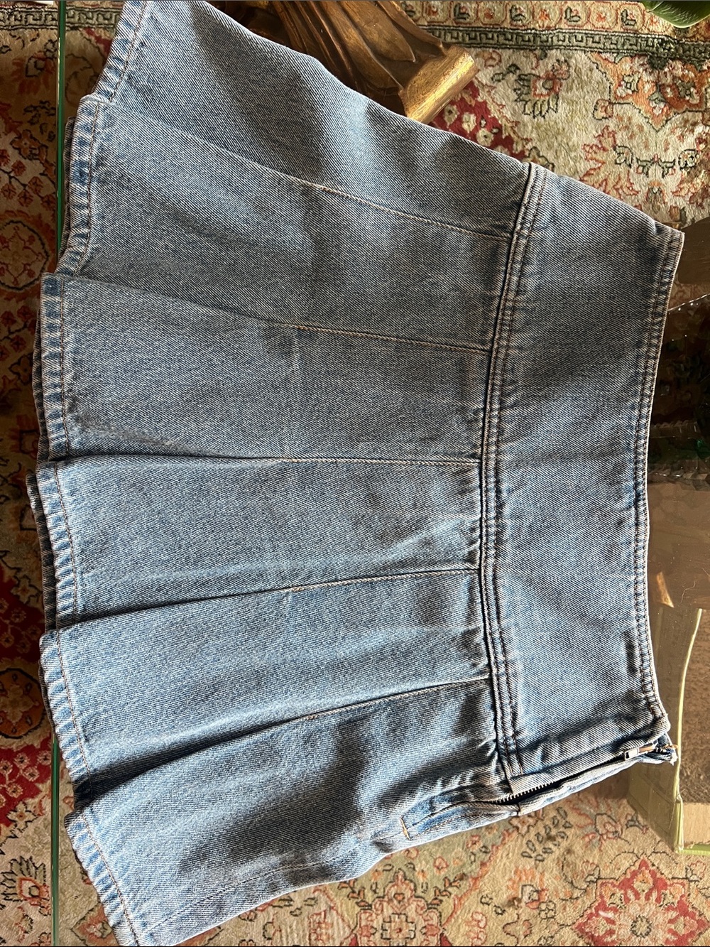 Divided Light Blue Pleated Denim Mini Skirt